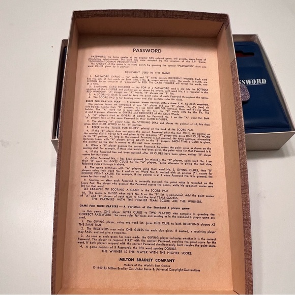 💚Vintage 1962 Milton Bradley Password Game - Picture 3 of 5